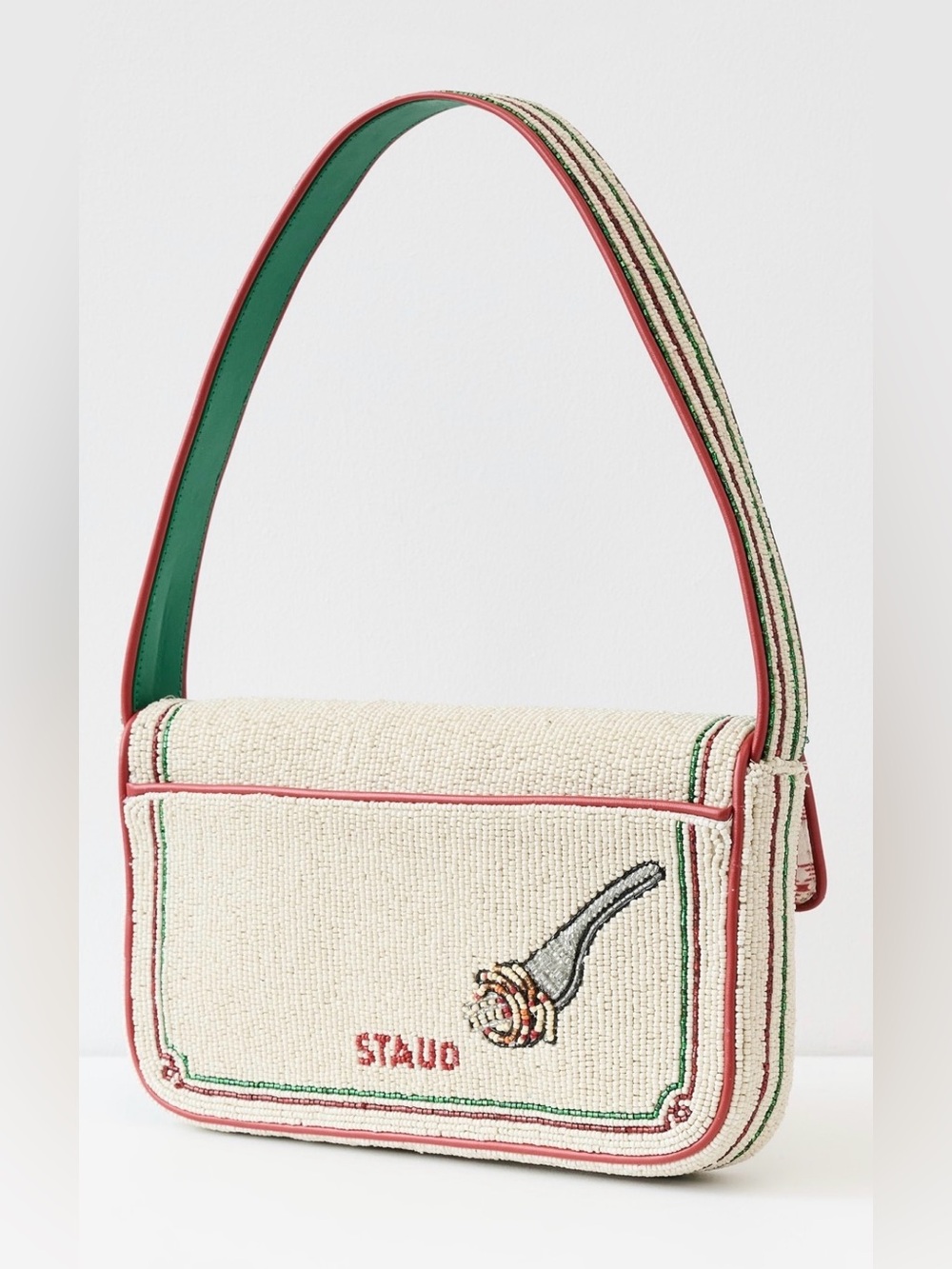 Staud Tommy Beaded Bag in Tomato - Picture 4 of 12